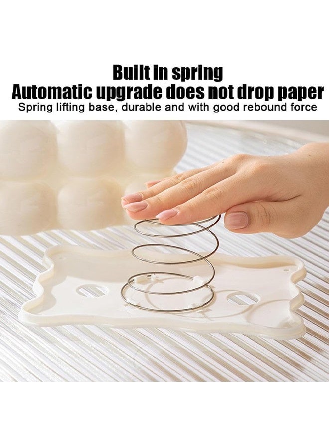HQ-GAMING Tissue Dispenser Facial Paper Organizer Dispenser Paper Organizer Tissue Case Cover with Spring Decorative Holder Creative Decorative Napkin Dispenser For Car, Bathroom, Living Room, Bedroom, Table (White) - Image 3